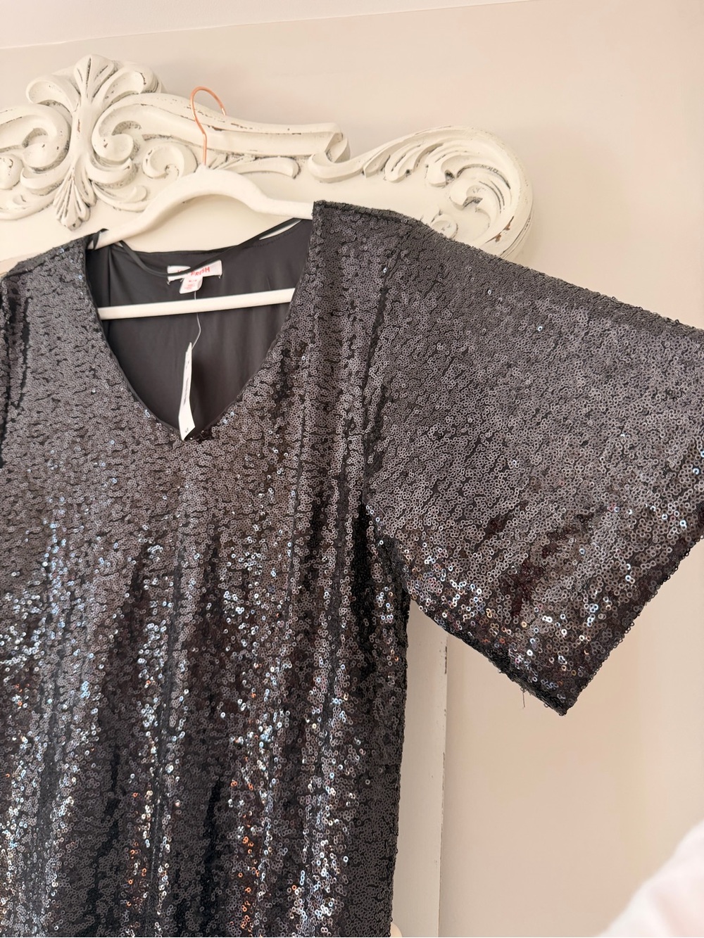 Joe Fresh Black Sequin V-Neck Dress